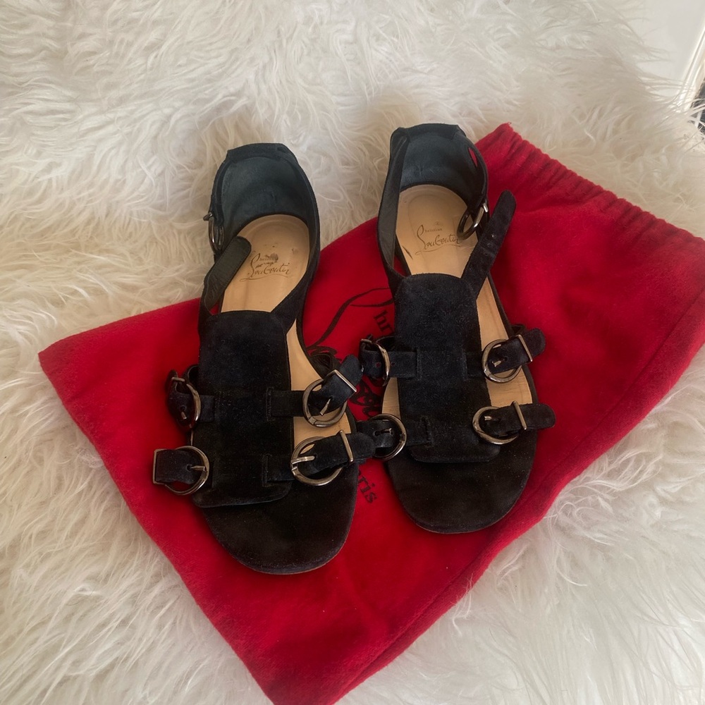 Christian Louboutin Black Sandals with Buckle Detail